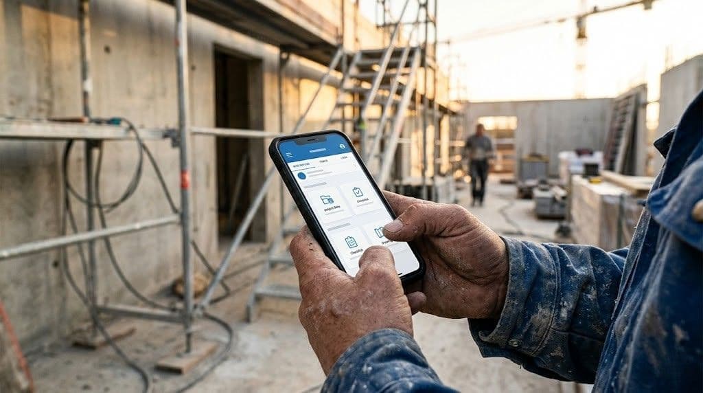 Artisan utilisant BTP Cockpit sur chantier